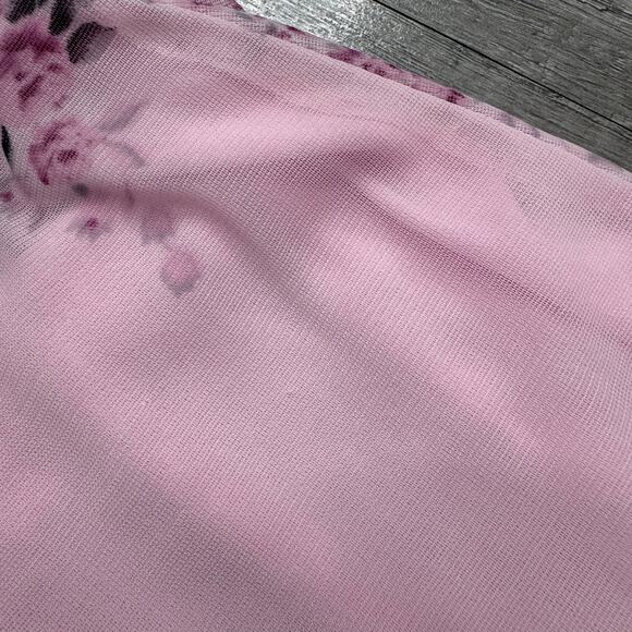 Vintage Y2K Coquette Fairycore Floral Midi Skirt Pink Mesh Medium - Picture 7 of 9